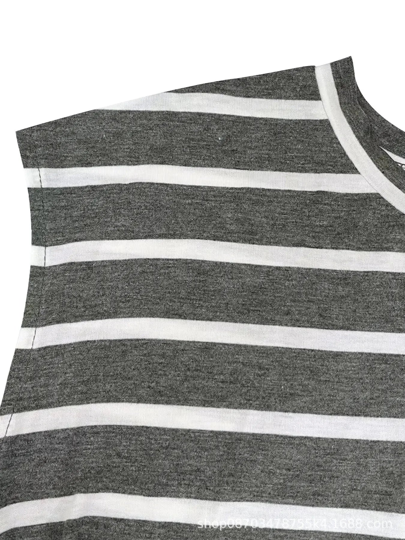 Summer New Long Dress Elegant Waist Strap Fashionable Striped Print Round Neck Short Sleeved High-end Women's Dress