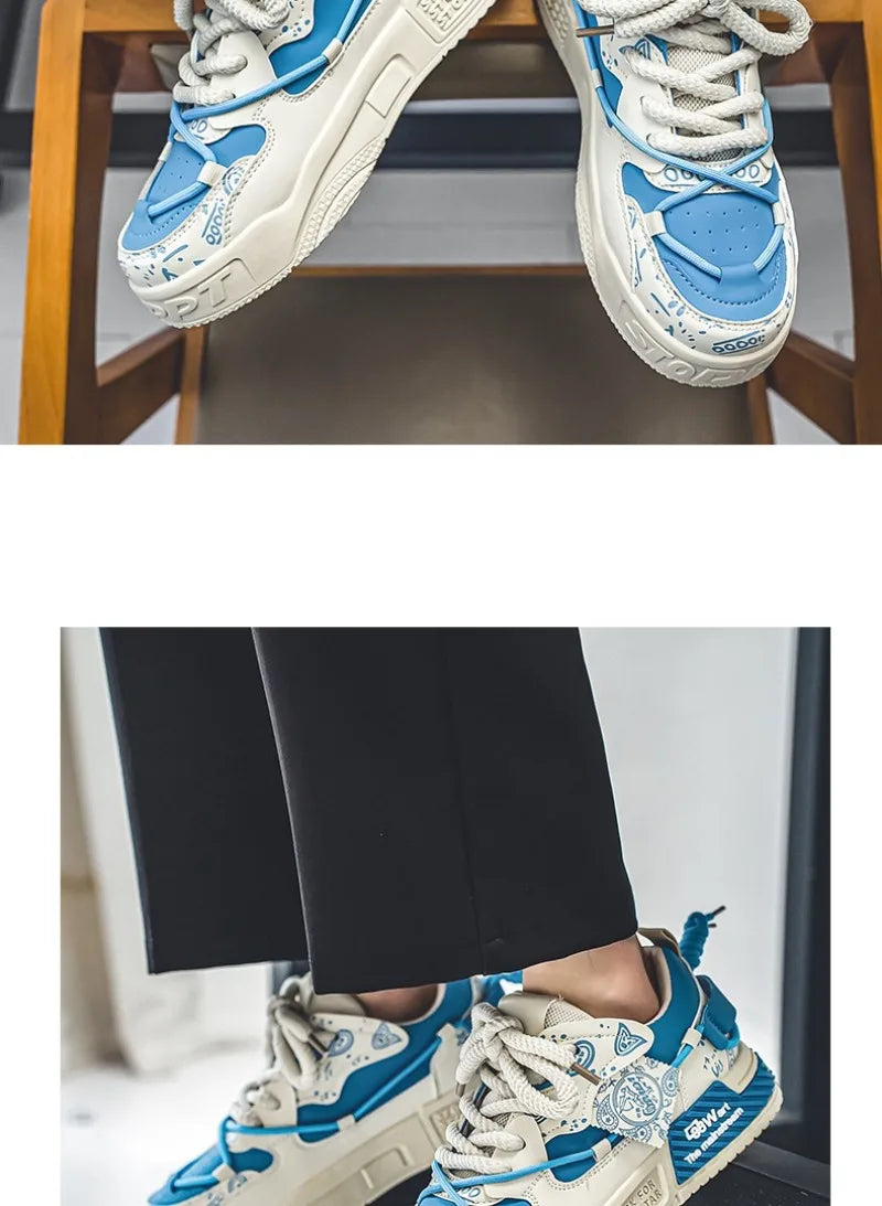 Sneakers for Men Fashion Brand Casual Shoes Youth Student Skateboard Shoes for Men Lace Up Vulcanized Shoes Platform Shoe Tennis