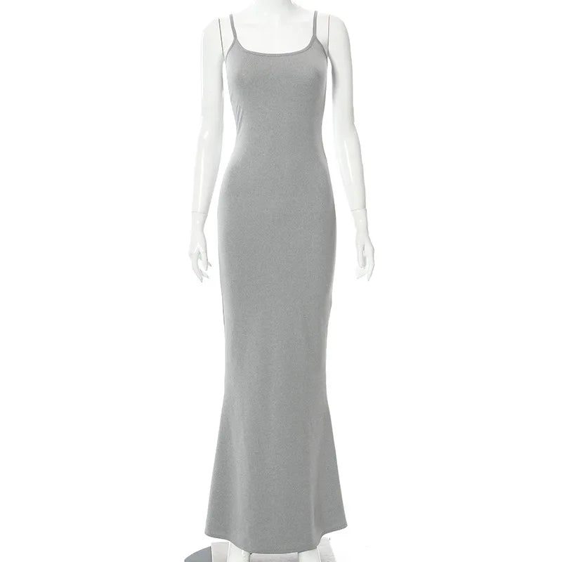 Y2K Sexy Maxi Dress for Women 2025 Autumn Backless Slim Party Dress Pullover Concise платье Female Long Bodycon Brown Vestidos