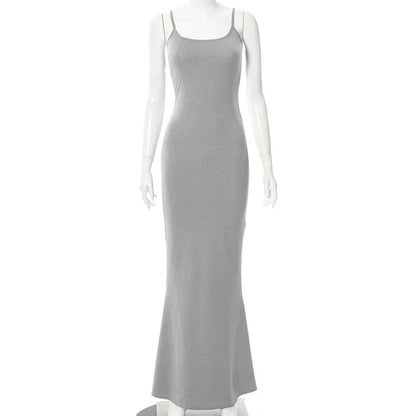 Y2K Sexy Maxi Dress for Women 2025 Autumn Backless Slim Party Dress Pullover Concise платье Female Long Bodycon Brown Vestidos