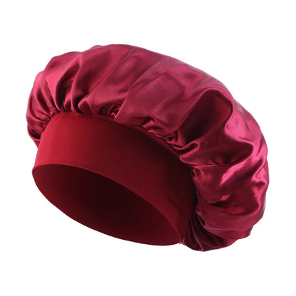 New Women's Satin Solid Wide-brimmed Sleeping Hat Unisex Head Wrap Elastic Band Cap Hair Care Bonnet Night Hat bonnet de nuit