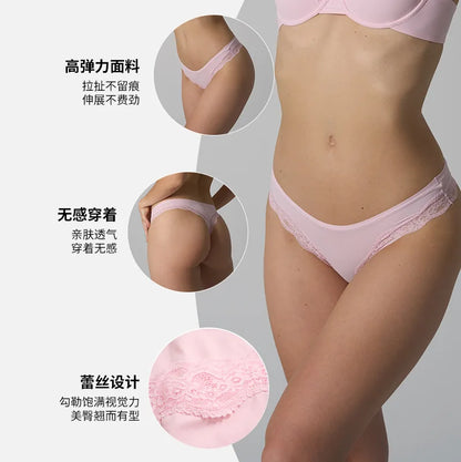 Stretchy Lace Trim Briefs for Women – Ultra-Thin, Breathable & Quick-Dry, Skin-Friendly Comfort Fit