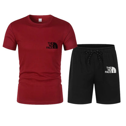 summer fashion trend casual sports two-piece set trendy men's short sleeved T-shirt+shorts set