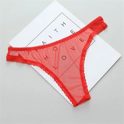 Gauze Low-Waist Ultrathin G String Female Perspective Thong Sheer Lace Underwear Women Lingerie Transparent Knickers