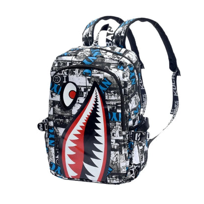 Black White School Satchel Unisex Casual Daypack Lightweight Women Back Bag Designer Shark School Bag Teenage Girls Boys College