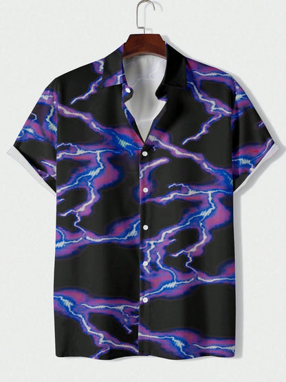 Art Dragon Fashion Print Men's Short Sleeve Shirts Casual Women's Button Up Short Sleeve Tops