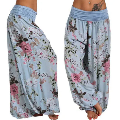 European and American digital printed long wide leg pants casual pants Harlan pants, comfortable and casual