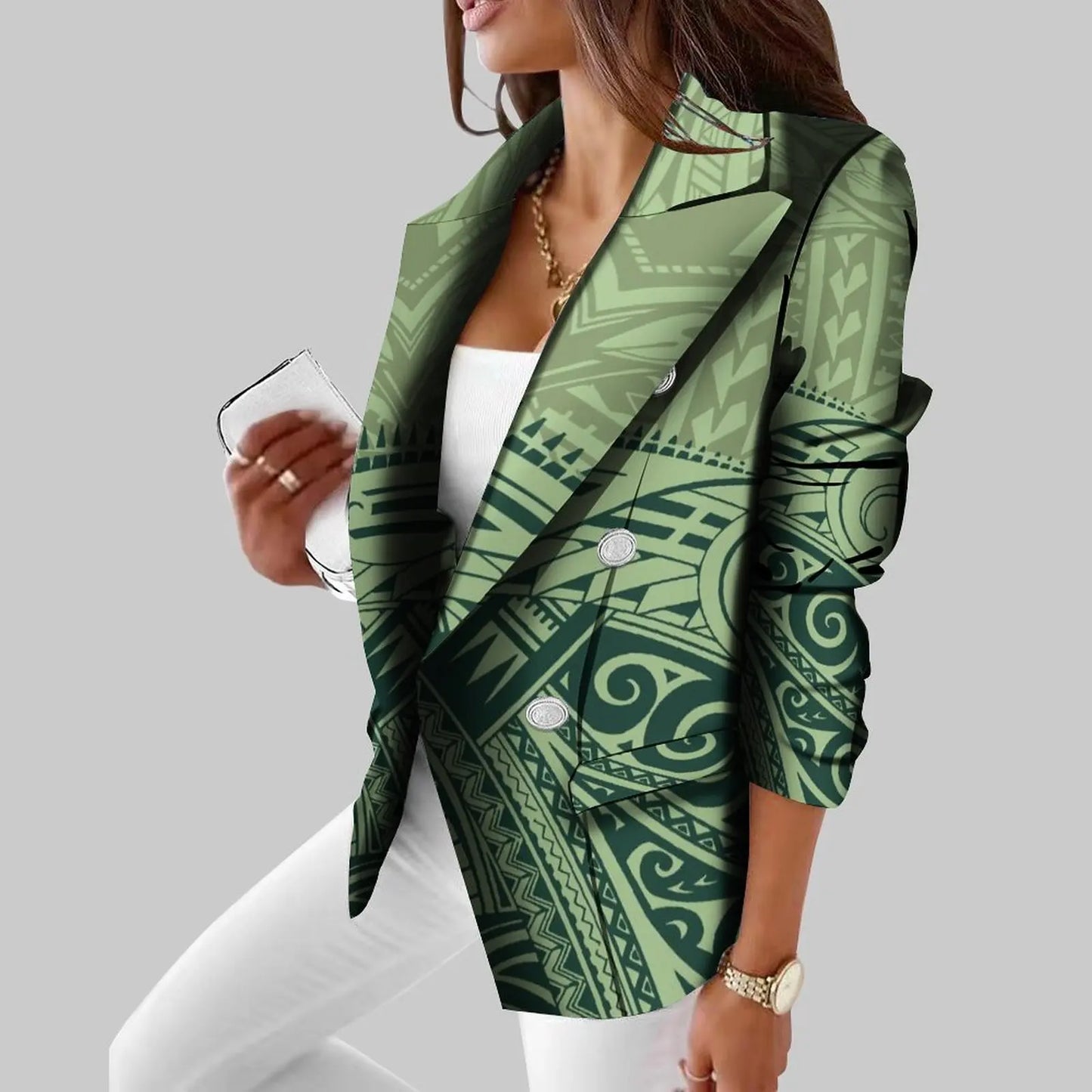 Polynesian Vintage Suit Casual Daily Women'S Suit Coat Slim Fit Temperament Tribal Style Customized Suit Pattern Wedding Host