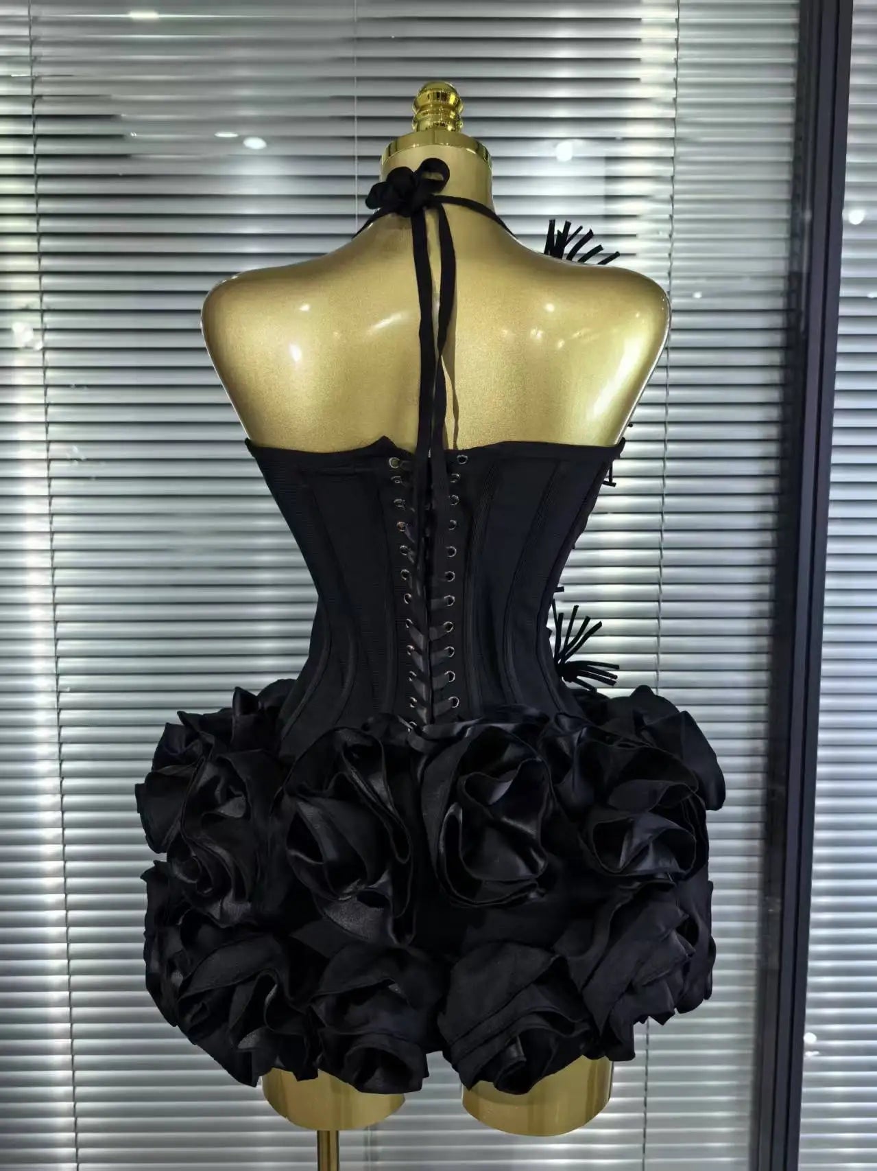 Red Black Women Sexy Halter Full Florals 2 Pieces Bodycon Mini Bandage Dress Celebrate Nightclub Party Birthday Outfit