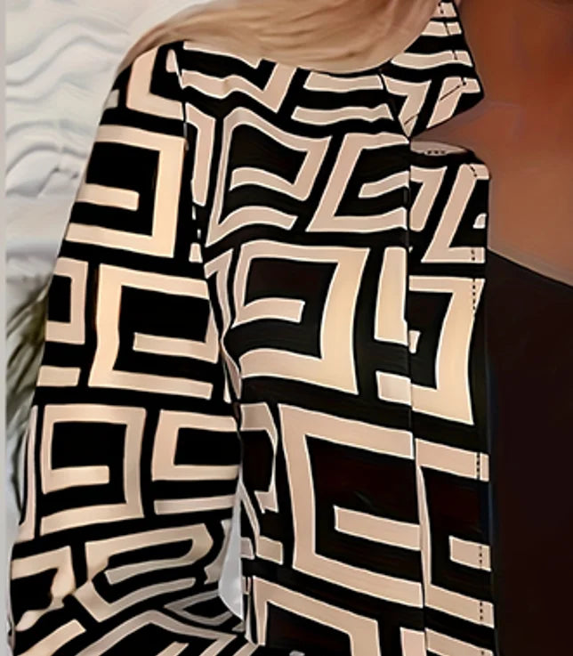 Women's Fashionable and Elegant Open-Front, Buttonless Printed Jacket with a Stylish and Exquisite Design. Women's Outerwear