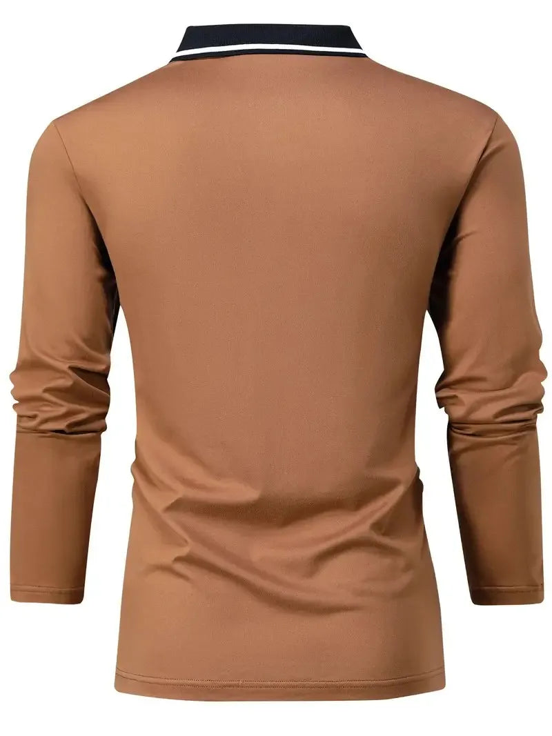 The new men's long-sleeved POLO shirt for Spring and Autumn 2025 is casual and comfortable with 3D letter pattern printing