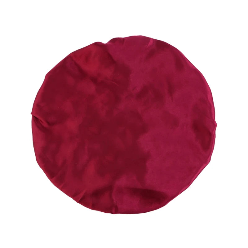 New Women's Satin Solid Wide-brimmed Sleeping Hat Unisex Head Wrap Elastic Band Cap Hair Care Bonnet Night Hat bonnet de nuit