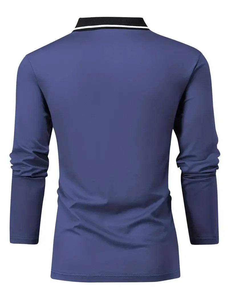 The new men's long-sleeved POLO shirt for Spring and Autumn 2025 is casual and comfortable with 3D letter pattern printing