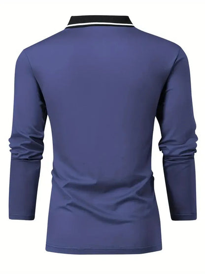The new men's long-sleeved POLO shirt for Spring and Autumn 2025 is casual and comfortable with 3D letter pattern printing