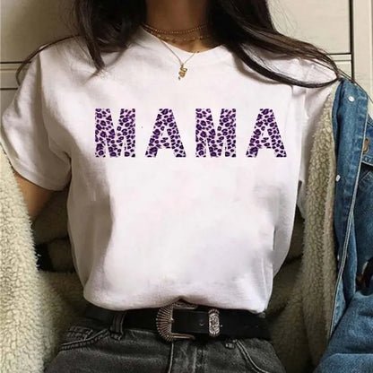 Leopard Print Simple Round Neck Lovely Woman Harajuku Graphic T Shirts Tops Summer Fashion Harajuku Sleeve Aesthetic Clothes
