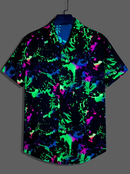 Art Dragon Fashion Print Men's Short Sleeve Shirts Casual Women's Button Up Short Sleeve Tops