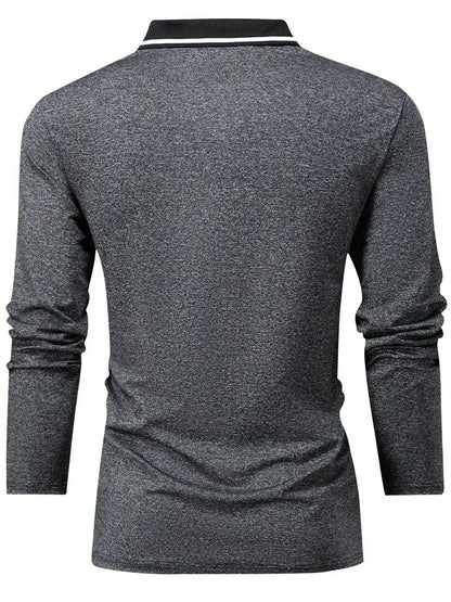 The new men's long-sleeved POLO shirt for Spring and Autumn 2025 is casual and comfortable with 3D letter pattern printing