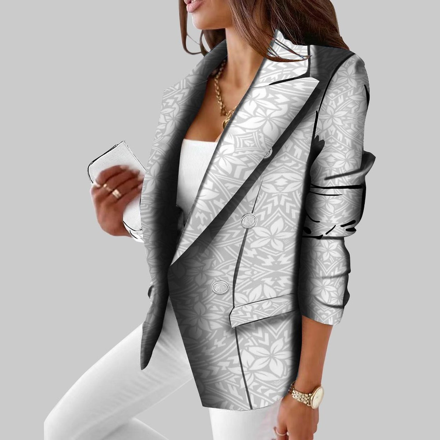 Polynesian Vintage Suit Casual Daily Women'S Suit Coat Slim Fit Temperament Tribal Style Customized Suit Pattern Wedding Host