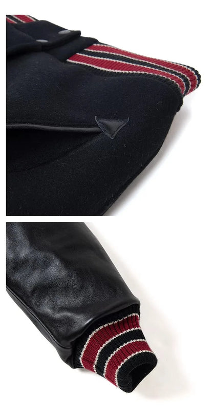 Luxury Embroidered Varsity Jackets Men Spliced PU Leather Sleelves Bomber Jackets Retro Spring Autumn Baseball Uniform Coats
