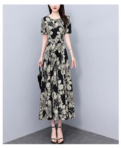 2024 Summer Floral Casual Long Sundress Women Elegant Bodycon Party Chic Prom Night Dresses Fashion Vintage Black Luxury Clothes