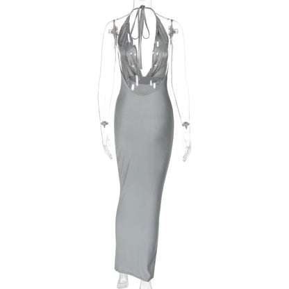 Dulzura Autumn Women Halter Backless Midi Dress For Women Bodycon Sexy Party Elegant Outfits Evening Birthday Clothes Y2K 2024