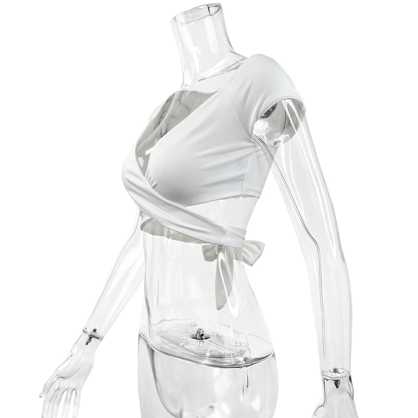 Summer Women's Sexy V Neck T-Shirt High Waisted Push Up Crop Top Stretchy Blend Daily Club Outfit Beach Elegant Curvy Fit Tee