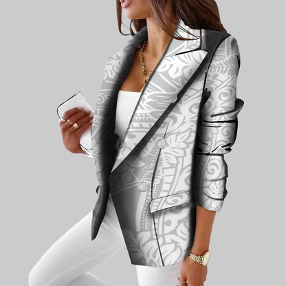 Polynesian Vintage Suit Casual Daily Women'S Suit Coat Slim Fit Temperament Tribal Style Customized Suit Pattern Wedding Host