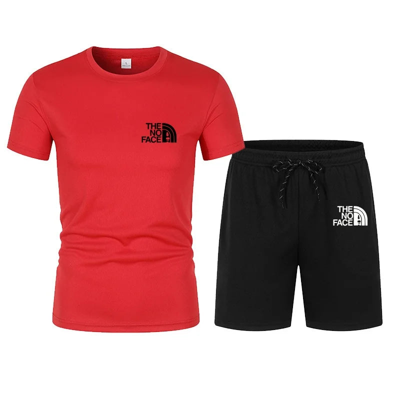 summer fashion trend casual sports two-piece set trendy men's short sleeved T-shirt+shorts set
