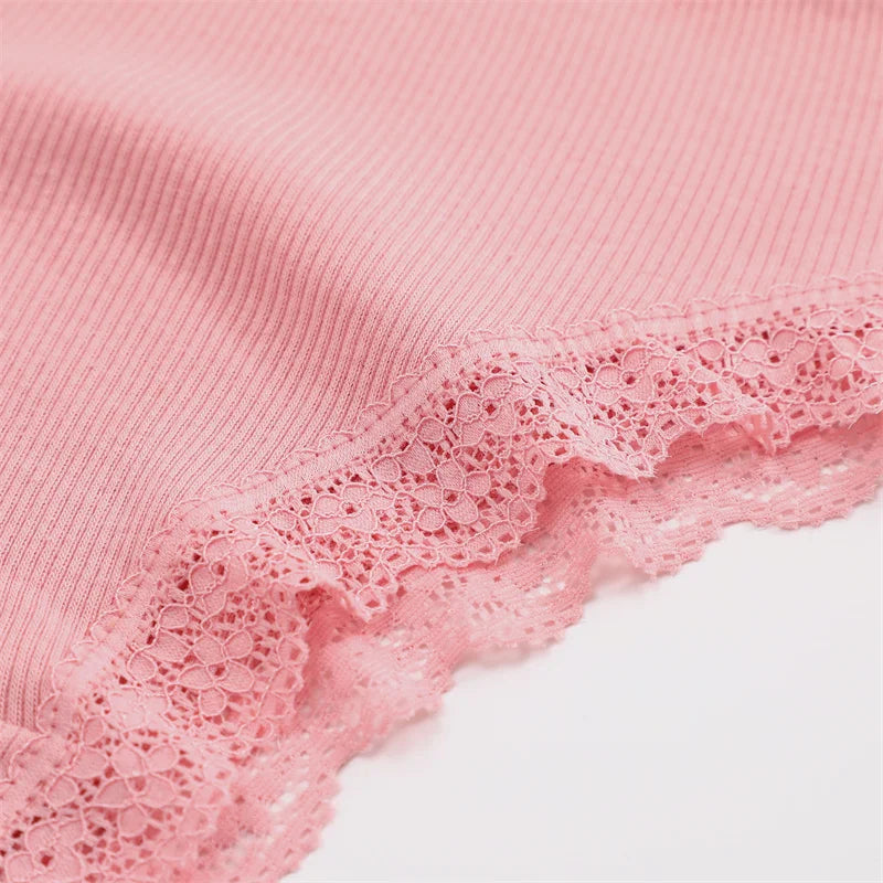 4PCS/Set Women Cotton Panties Sexy Lace Braizlian Panties Low Rise Hollow Out Underwear for Female Cute Bow Breathable Lingerie