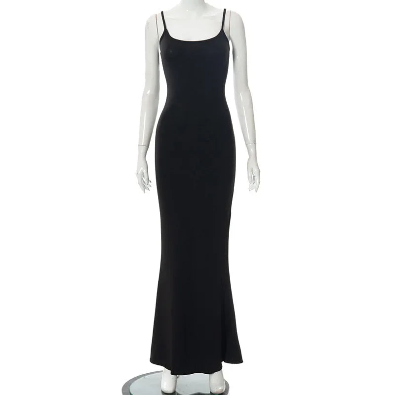 Y2K Sexy Maxi Dress for Women 2025 Autumn Backless Slim Party Dress Pullover Concise платье Female Long Bodycon Brown Vestidos