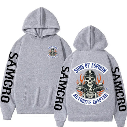 Motorcycle SoA - Sons of Aspirin - Funny Biker Hoodie Men's Fashion Casual Fleece Sweatshirt Unisex Harajuku Hip Hop Y2k Hoodies