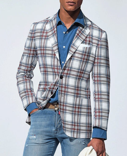 Business-Casual Printed Blazer With Double Buttons