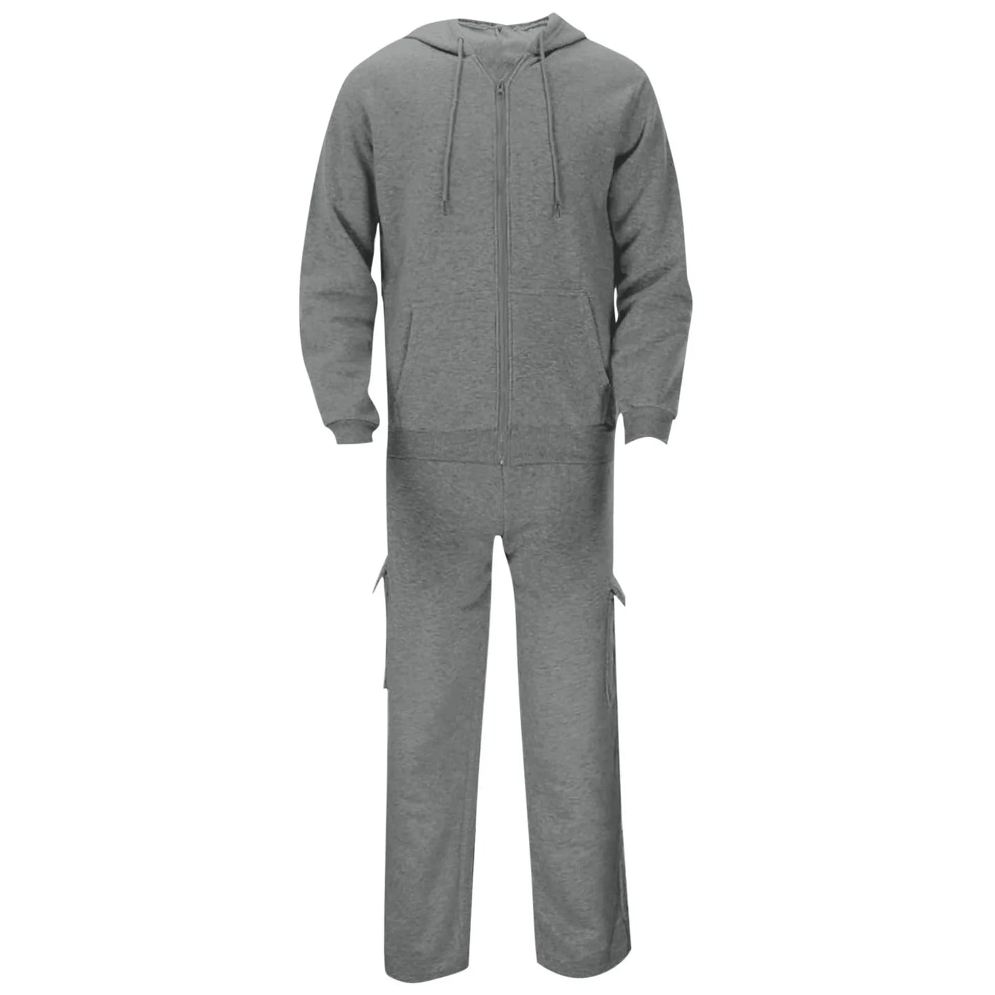 Mens Lightweight Track Suits Full Zip Hooded Sweatshirt Sets Matching Wide Leg Cargo Pants 2 Piece Outfit Dark Gray,Xl