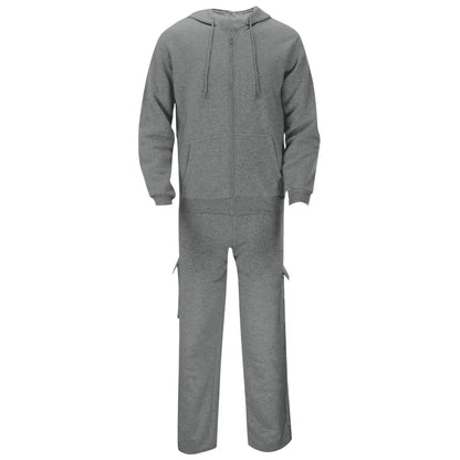 Mens Lightweight Track Suits Full Zip Hooded Sweatshirt Sets Matching Wide Leg Cargo Pants 2 Piece Outfit Dark Gray,Xl