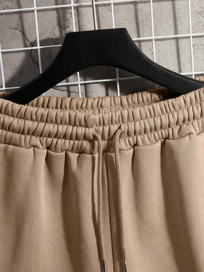 Manfinity Dauomo Men Spring/Summer Casual Solid Color Drawstring Waist Shorts