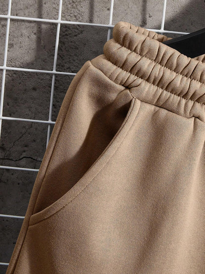 Manfinity Dauomo Men Spring/Summer Casual Solid Color Drawstring Waist Shorts