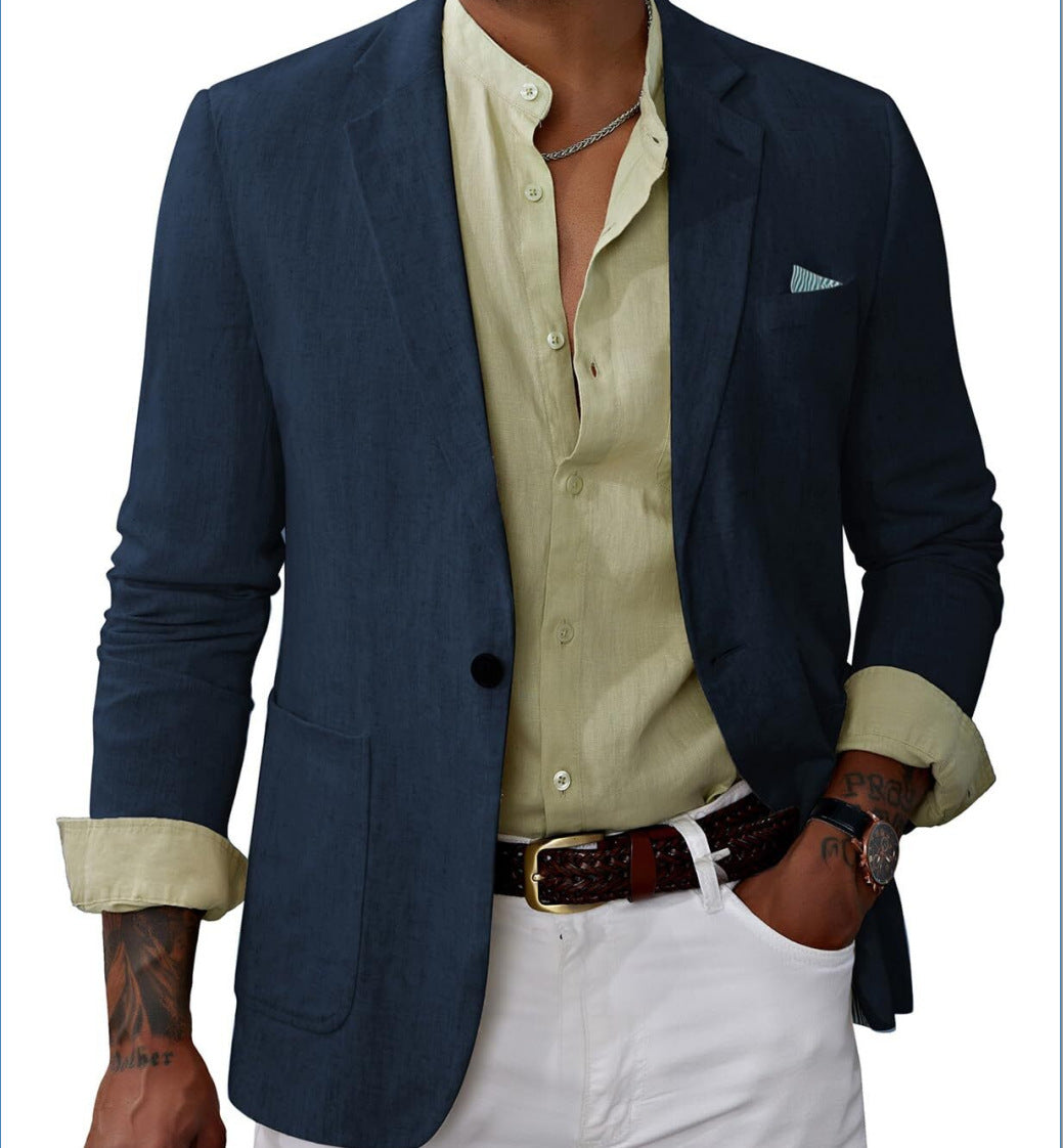 Business-Casual Printed Blazer With Double Buttons