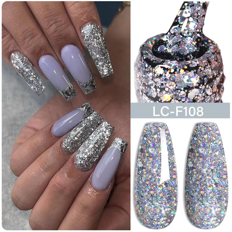 7ML Pink Glitter Nail Gel Polish Nude Natural Long Lasting Manicure Soak off UV LED Nail Art Base Top Coat Gel Varnish