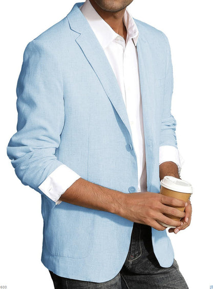 Business-Casual Printed Blazer With Double Buttons